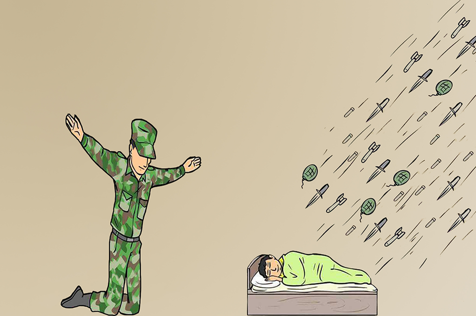Soldier not protecting child